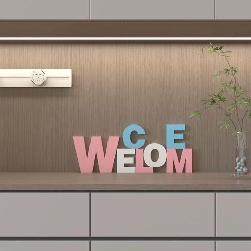 3D WELCOME Letters Sign PVC Wall & Tabletop Decor (W:6in, Others:4in) - Indoor Outdoor Home Wedding Cafe Christmas Decorations with 2 Color Variations(Fuchsia + White + Gray) in Saudi Arabia
