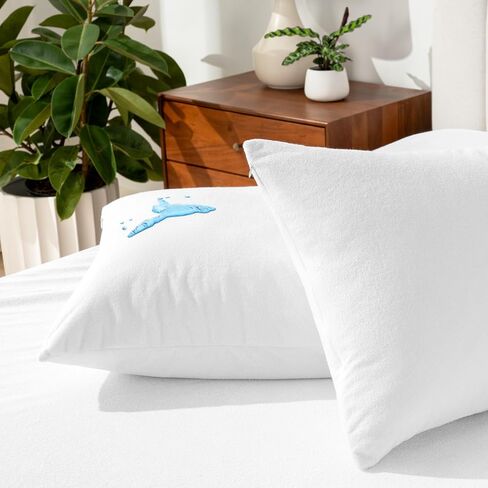 Bare Home Premium Pillow Protectors - Standard Size (2 Pack) - Premium 100% Waterproof & Breathable - Cooling - Vinyl Free Hypoallergenic - 10 Year Warranty (Standard Size, Pack of 2) in Saudi Arabia