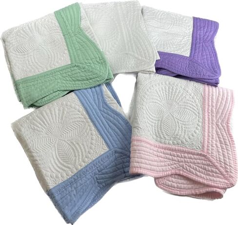 Personalized Wedding Heirloom Quilt Blankets - Custom embroidered name(s), date & cross. 5 Border color options. Wedding, engagement, baptism, or shower gift. in Saudi Arabia