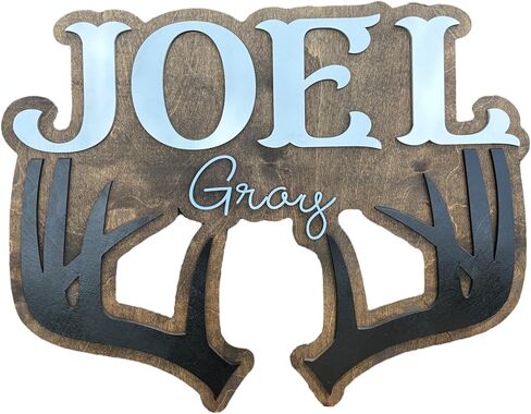 Custom Deer Antler Name Sign – Personalized Rustic Kids Room Decor (16 inch) in Saudi Arabia
