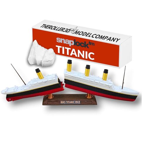 انقسام إلى نصف Titanic Action Toy by Theroller3d ، تصميم Break-Apart مع نظام Snap-Lock على عكس الطرز الأخرى ، Titanic Toys for Kids ، Titanic Cake Topper ، قارب تيتانيك الدقيق تاريخيًا ، متماثل تيتانيك (نموذج بدون حامل عرض) in Kuwait
