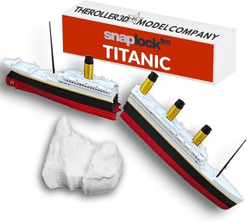 انقسام إلى نصف Titanic Action Toy by Theroller3d ، تصميم Break-Apart مع نظام Snap-Lock على عكس الطرز الأخرى ، Titanic Toys for Kids ، Titanic Cake Topper ، قارب تيتانيك الدقيق تاريخيًا ، متماثل تيتانيك (نموذج بدون حامل عرض) in Kuwait