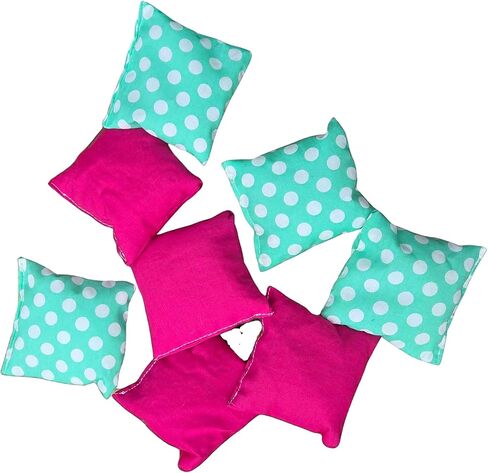 Green dot and hot pink 3" mini replacement cornhole bean bag toss bags in Saudi Arabia