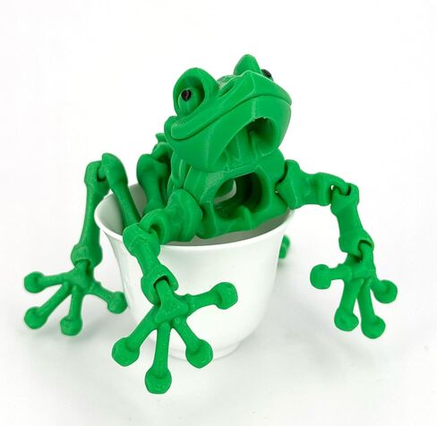 الضفدع المفصلي ثلاثي الأبعاد المطبوع ، Flexi Factory Heledon Frog ، زخرفة مصاحبة لسطح المكتب الفريد - 3 بوصات من الرأس إلى الذيل in Kuwait