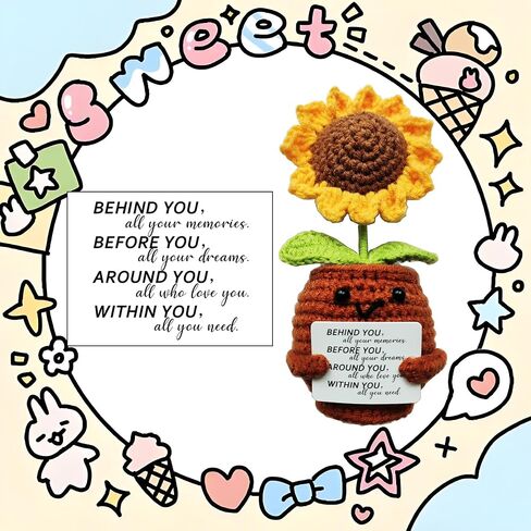 Inspirational Sunflower Doll Crochet - Behind You All Your Memories - Appreciation Gifts，Classmate, Teacher, Children, Birthday,Graduation Gifts, Going Away Gifts (Behind You) in Saudi Arabia