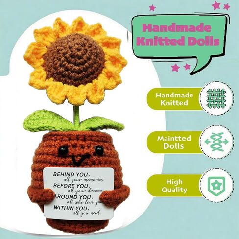 Inspirational Sunflower Doll Crochet - Behind You All Your Memories - Appreciation Gifts，Classmate, Teacher, Children, Birthday,Graduation Gifts, Going Away Gifts (Behind You) in Saudi Arabia