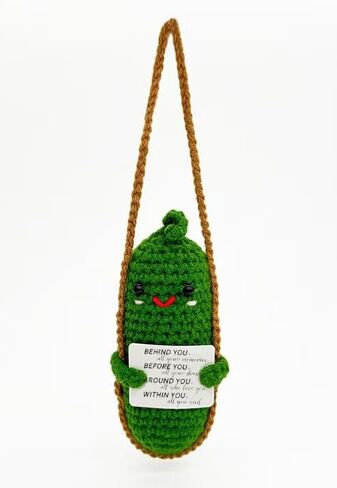Pickle Crochet Pickle مع بطاقة تأكيد ملهمة وحبل معلق ، لعبة خضار محشوة ناعمة ، هدايا الدعم العاطفي للبالغين/الأطفال ، ديكور مكتب تخفيف الإجهاد (خلفك) in Saudi Arabia