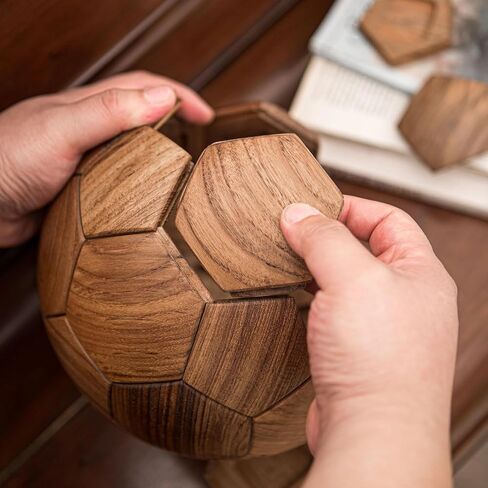 لغز كرة القدم الخشبي ثلاثي الأبعاد ، هدية ألغاز كرة القدم DIY المصنوعة يدويًا للأطفال ، هدايا تذكارية لكأس العالم ، زخارف كرة الديكور المنزلية الفاخرة ، ديكور لغرفة النوم ، غرفة المعيشة ، المكتب - خشب خشب الساج in Saudi Arabia