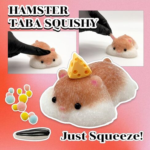 Handmade Lying Hamster Taba Squishy Toy - Cute Realistic Silicone Animal Fidget Sensory Toy, Ultra-Soft Stress Relief Squeeze Toy for Relaxation Gift (Brown-prime) in Kuwait