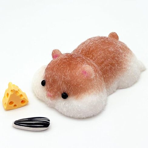 Handmade Lying Hamster Taba Squishy Toy - Cute Realistic Silicone Animal Fidget Sensory Toy, Ultra-Soft Stress Relief Squeeze Toy for Relaxation Gift (Brown-prime) in Kuwait