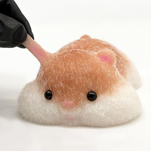 Handmade Lying Hamster Taba Squishy Toy - Cute Realistic Silicone Animal Fidget Sensory Toy, Ultra-Soft Stress Relief Squeeze Toy for Relaxation Gift (Brown-prime) in Kuwait