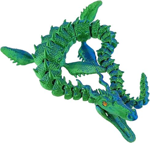 Dragon Dragon Dragon Dragon Majestic Sea Dragon مع فتح الحيوانات المطبوعة ثلاثية الأبعاد مرنة (أخضر أزرق) in Saudi Arabia