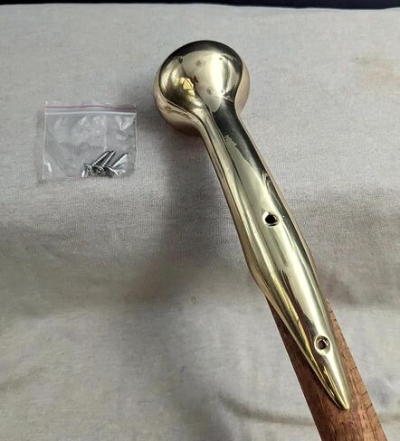 (1) Hames Solid Brass Walking Stick Cane Handle Traditional 8" Long 3 Hole Model … in Saudi Arabia