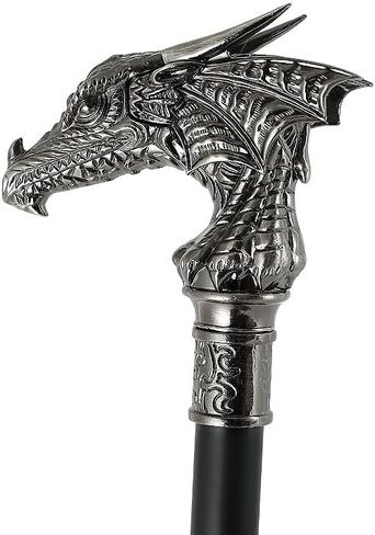 37in's 2023 Vintage Style Dragon Silver Cane Alloy Gothic Handmade Cane Fancy Dress Novelty Accessories (Golden Orange) in Saudi Arabia