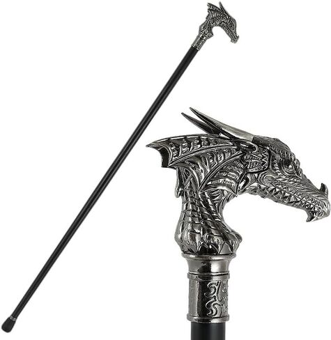 37in's 2023 Vintage Style Dragon Silver Cane Alloy Gothic Handmade Cane Fancy Dress Novelty Accessories (Golden Orange) in Saudi Arabia