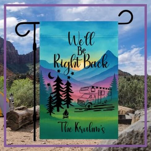 Campsite Decoration, Camper Garden Flag, Personalized Camper Sign, Gift for camper, Custom outdoor camping decor, unique yard decor for RV travel trailer, Motorhome, tent, van life (RV) in Kuwait