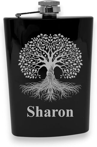 8oz - CUSTOM - Celtic Tree of Life Flask (PERSONALIZED, 8oz Black) in Saudi Arabia