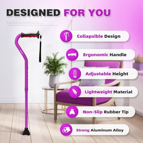 Bigalex خفيفة الوزن المشي ، مقبض إزاحة ناعمة لكبار السن ، عصا محمولة قابلة للتعديل للنساء والرجال ، مساعدة التنقل للبالغين المسنين ، يوفر قصب طي الاستقرار والتوازن in Kuwait