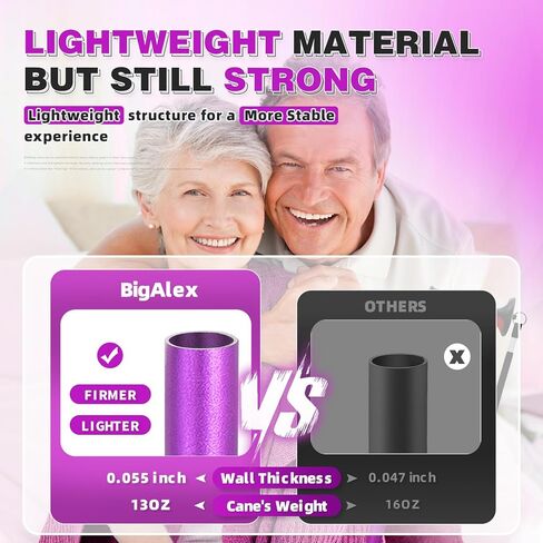 Bigalex خفيفة الوزن المشي ، مقبض إزاحة ناعمة لكبار السن ، عصا محمولة قابلة للتعديل للنساء والرجال ، مساعدة التنقل للبالغين المسنين ، يوفر قصب طي الاستقرار والتوازن in Kuwait