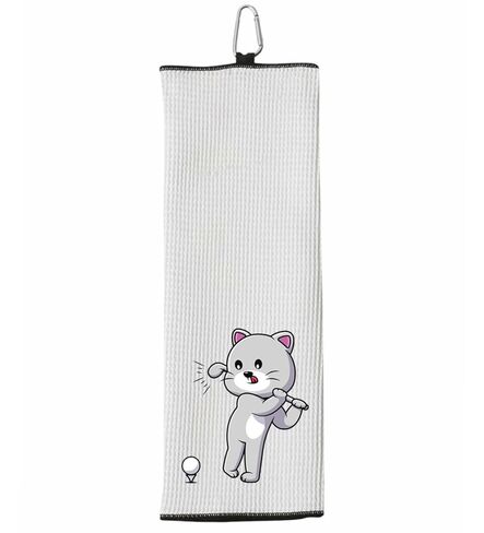 Cat Golfer Tri-Fold 100 ٪ Microfiber Waffle Waffle Fael Fail For Women Men Golfing Cat Lover in Kuwait