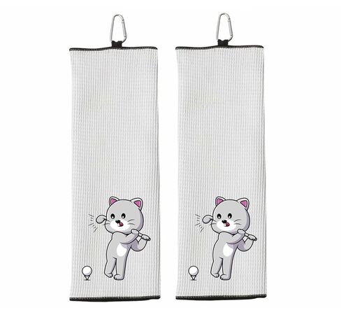 Cat Golfer Tri-Fold 100 ٪ Microfiber Waffle Waffle Fael Fail For Women Men Golfing Cat Lover in Kuwait