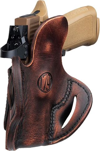 1791 Gunleather P320C Optic Ready Hornster - OWB CCW Leather Gun Holster for Belts - Hand Hand - HK VP9SK ، P2000 ، 45C ، SIG P229C ومعظم الإضافات مع القضبان in Kuwait