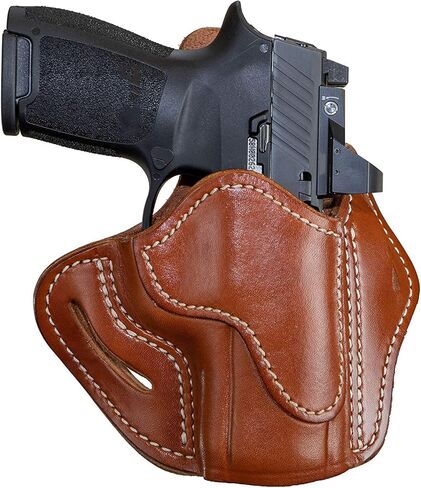 1791 Gunleather P320C Optic Ready Hornster - OWB CCW Leather Gun Holster for Belts - Hand Hand - HK VP9SK ، P2000 ، 45C ، SIG P229C ومعظم الإضافات مع القضبان in Kuwait