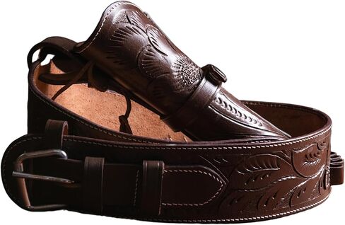 Hulara Western Gun Holster .45 Auto .45 ACP 44/45 Caliber Cowboy Holster for Revolver Full Grain Buff Leather Gun Belst with Belt for Men in Kuwait