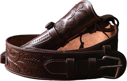 Hulara Western Gun Holster .45 Auto .45 ACP 44/45 Caliber Cowboy Holster for Revolver Full Grain Buff Leather Gun Belst with Belt for Men in Kuwait