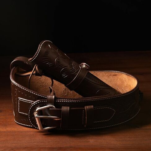 Hulara Western Gun Holster .45 Auto .45 ACP 44/45 Caliber Cowboy Holster for Revolver Full Grain Buff Leather Gun Belst with Belt for Men in Kuwait