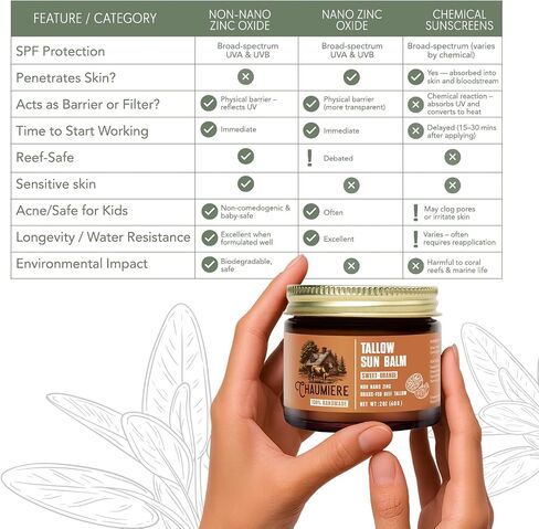Lavender Tallow Sunscreen SPF 50 – Grass-Fed Beef Tallow Balm with Carrot Seed Oil & Non-Nano Zinc – Organic Face & Body Moisturizer, Reef Safe, Naturally Scented – 2.5oz, Made in USA in Kuwait