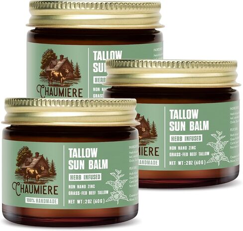 Lavender Tallow Sunscreen SPF 50 – Grass-Fed Beef Tallow Balm with Carrot Seed Oil & Non-Nano Zinc – Organic Face & Body Moisturizer, Reef Safe, Naturally Scented – 2.5oz, Made in USA in Kuwait