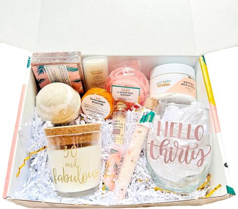 30th Birthday Large Candle Spa Gift Box, Handmade Unique Birthday Basket For Her, Thirty and Fabulous Self Care Gift Set for Women, Best Friend Relaxation Gift Idea (Brunch Queen) in Saudi Arabia