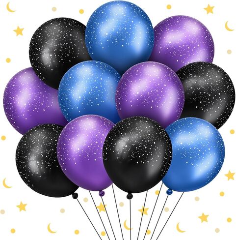 60 Pcs 12 Inch Galaxy Birthday Party Balloons Black Latex Outer Space Planet Balloons Space Theme Birthday Party Decorations Supplies for Teens and Adult in Saudi Arabia