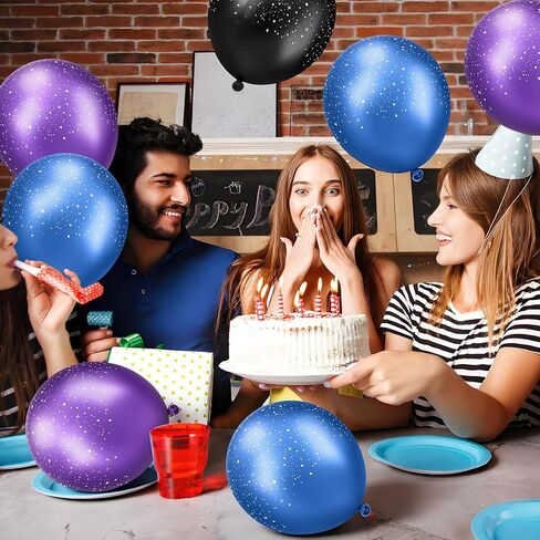 60 Pcs 12 Inch Galaxy Birthday Party Balloons Black Latex Outer Space Planet Balloons Space Theme Birthday Party Decorations Supplies for Teens and Adult in Saudi Arabia