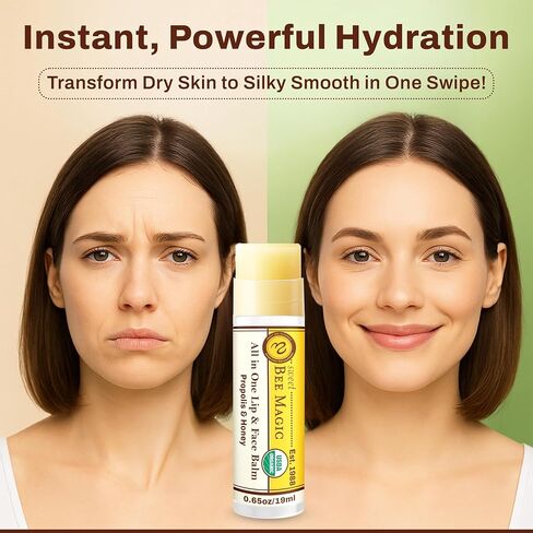 Sweet Bee Naturals Magic Wand - Certified Organic Lip and Face Moisturizing Wand - Natural Chapstick and Balm Wand for Dry Skin and Lips, Non Petroleum Jelly for All Ages and Skin Types, Pack of 2 in Saudi Arabia