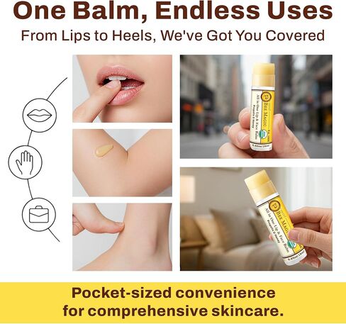 Sweet Bee Naturals Magic Wand - Certified Organic Lip and Face Moisturizing Wand - Natural Chapstick and Balm Wand for Dry Skin and Lips, Non Petroleum Jelly for All Ages and Skin Types, Pack of 2 in Saudi Arabia