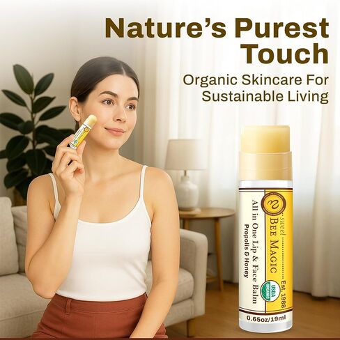 Sweet Bee Naturals Magic Wand - Certified Organic Lip and Face Moisturizing Wand - Natural Chapstick and Balm Wand for Dry Skin and Lips, Non Petroleum Jelly for All Ages and Skin Types, Pack of 2 in Saudi Arabia
