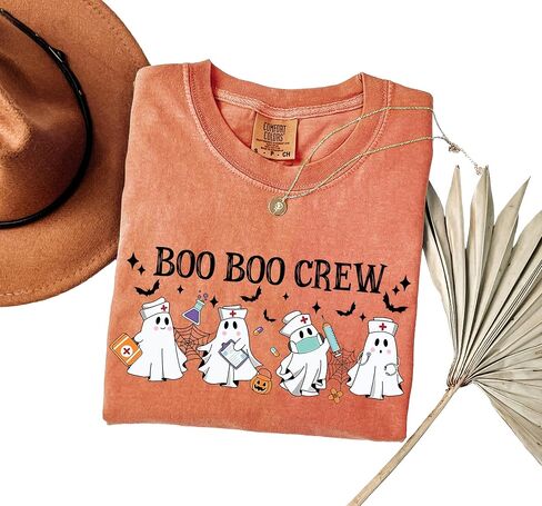 قميص ممرضة Comfort Colors® Halloween ، ممرضة بو بوو طاقم القمصان للنساء ، قميص ممرضة مضحكة ، مطابقة للقمصان ممرضة الهالوين للنساء in Kuwait