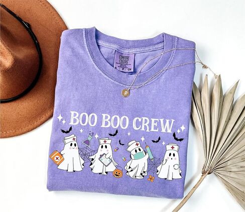 قميص ممرضة Comfort Colors® Halloween ، ممرضة بو بوو طاقم القمصان للنساء ، قميص ممرضة مضحكة ، مطابقة للقمصان ممرضة الهالوين للنساء in Kuwait