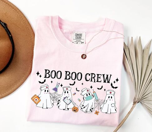 قميص ممرضة Comfort Colors® Halloween ، ممرضة بو بوو طاقم القمصان للنساء ، قميص ممرضة مضحكة ، مطابقة للقمصان ممرضة الهالوين للنساء in Kuwait