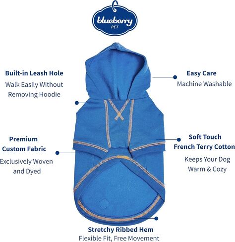Blueberry Pet Essentials 2023 New Soft & Comfy Better Basic Cotton Blend Dog Hoodie Sweatshirt in Coral, Back Length 20", Pack of 1 Jacket for Dogs in Saudi Arabia