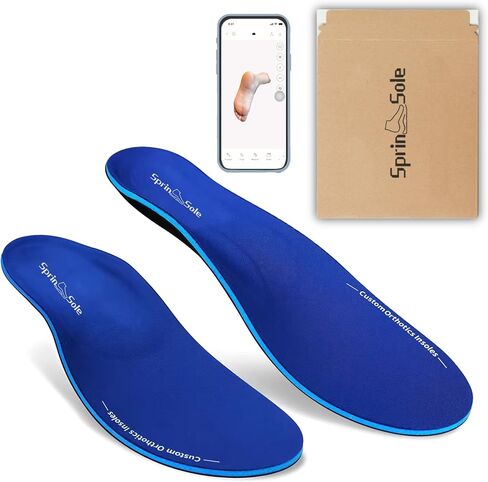 SprinSole custom orthotics | 100% personalized pain-relief insoles with extra arch support for plantar fasciitis, flat foot and high arch | Perfect for all-day walking | Convenient phone based Foot Scan to fit - iOS TrueDepth scan mode in Saudi Arabia