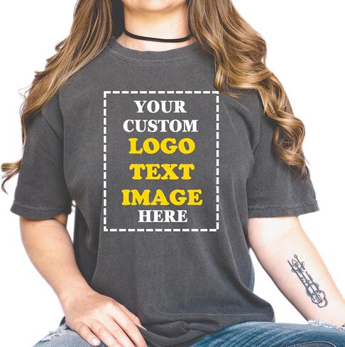 Comfort Colors Custom Shirts for Women Men, Personalized Image-Text for Your Company/Wedding/Greetings with Digital Printing Shirt ,Customized Your Photo or Logo Shirts ,Personalized Design with Logo Image in Saudi Arabia