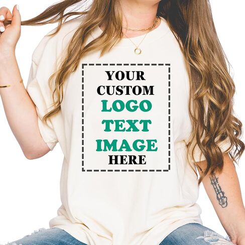 Comfort Colors Custom Shirts for Women Men, Personalized Image-Text for Your Company/Wedding/Greetings with Digital Printing Shirt ,Customized Your Photo or Logo Shirts ,Personalized Design with Logo Image in Saudi Arabia