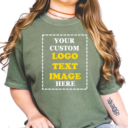 Comfort Colors Custom Shirts for Women Men, Personalized Image-Text for Your Company/Wedding/Greetings with Digital Printing Shirt ,Customized Your Photo or Logo Shirts ,Personalized Design with Logo Image in Saudi Arabia