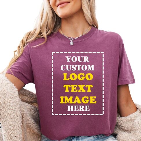 Comfort Colors Custom Shirts for Women Men, Personalized Image-Text for Your Company/Wedding/Greetings with Digital Printing Shirt ,Customized Your Photo or Logo Shirts ,Personalized Design with Logo Image in Saudi Arabia