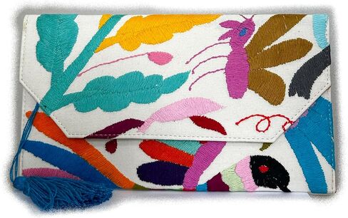 Clutch Bag "Juana", made by Jühue Artesanal, handmade bag made in Mexico, Multicolor Clutch bag, Hand embroidery, unique piece, Embroidered clutch bag, Mexican embroidery, Made in Mexico in Saudi Arabia