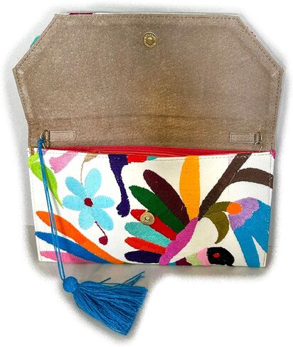 Clutch Bag "Juana", made by Jühue Artesanal, handmade bag made in Mexico, Multicolor Clutch bag, Hand embroidery, unique piece, Embroidered clutch bag, Mexican embroidery, Made in Mexico in Saudi Arabia