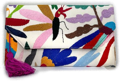 Clutch Bag "Juana", made by Jühue Artesanal, handmade bag made in Mexico, Multicolor Clutch bag, Hand embroidery, unique piece, Embroidered clutch bag, Mexican embroidery, Made in Mexico in Saudi Arabia